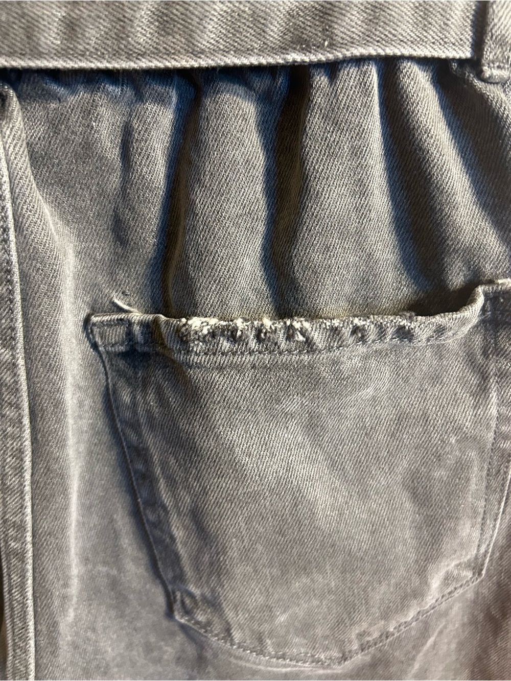 VERVET GRAY WASH HIGH-RISE PAPER BAG DENIM SHORTS MATCHING TIE BELT RETRO SIZE L - Picture 5 of 11